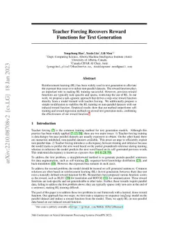 Teacher Forcing Recovers Reward Functions for Text Generation