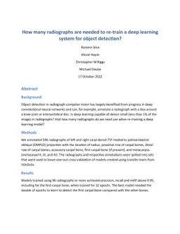 How many radiographs are needed to re-train a deep learning system for
  object detection?