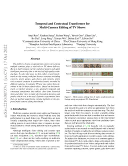 Temporal and Contextual Transformer for Multi-Camera Editing of TV Shows