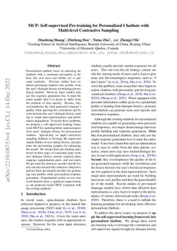 MCP: Self-supervised Pre-training for Personalized Chatbots with
  Multi-level Contrastive Sampling