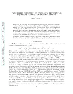 Parametric estimation of stochastic differential equations via online
  gradient descent