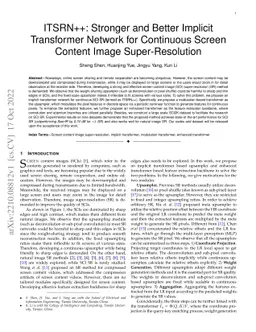 ITSRN++: Stronger and Better Implicit Transformer Network for Continuous
  Screen Content Image Super-Resolution
