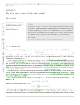 On a low-rank matrix single index model