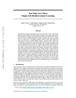 You Only Live Once: Single-Life Reinforcement Learning