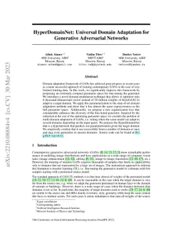 HyperDomainNet: Universal Domain Adaptation for Generative Adversarial
  Networks