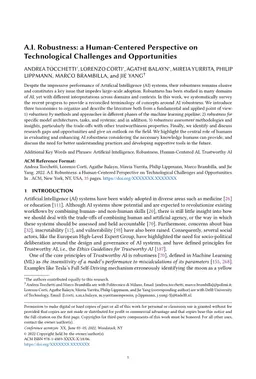 A.I. Robustness: a Human-Centered Perspective on Technological
  Challenges and Opportunities