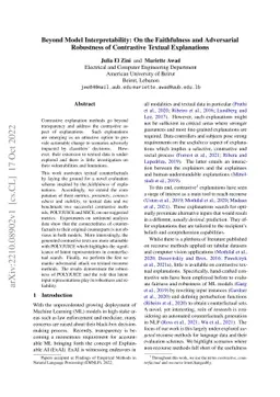 Beyond Model Interpretability: On the Faithfulness and Adversarial
  Robustness of Contrastive Textual Explanations