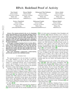 RPoA: Redefined Proof of Activity