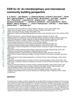 FAIR for AI: An interdisciplinary and international community building
  perspective