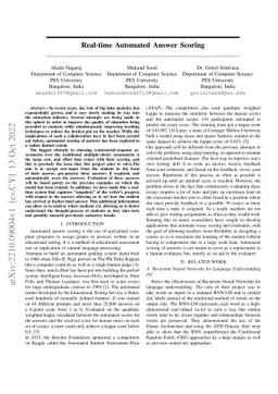 Real-Time Automated Answer Scoring