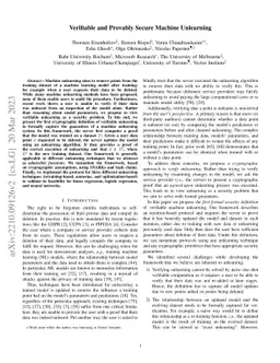 Verifiable and Provably Secure Machine Unlearning