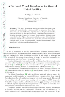 A Saccaded Visual Transformer for General Object Spotting