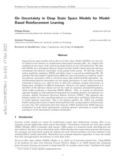On Uncertainty in Deep State Space Models for Model-Based Reinforcement
  Learning