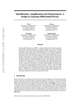 Identification, Amplification and Measurement: A bridge to Gaussian
  Differential Privacy