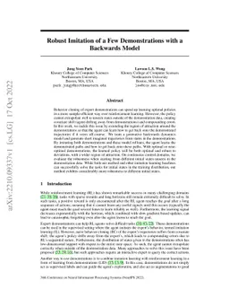 Robust Imitation of a Few Demonstrations with a Backwards Model