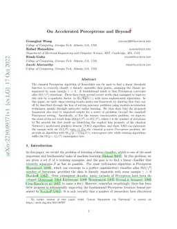 On Accelerated Perceptrons and Beyond