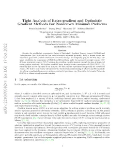 Tight Analysis of Extra-gradient and Optimistic Gradient Methods For
  Nonconvex Minimax Problems