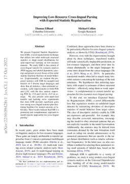 Improving Low-Resource Cross-lingual Parsing with Expected Statistic
  Regularization