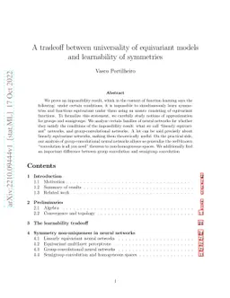 A tradeoff between universality of equivariant models and learnability
  of symmetries