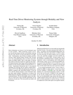 Real-Time Driver Monitoring Systems through Modality and View Analysis