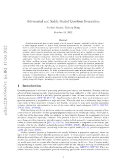 Adversarial and Safely Scaled Question Generation