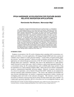 FPGA Hardware Acceleration for Feature-Based Relative Navigation
  Applications