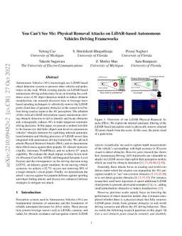 You Can't See Me: Physical Removal Attacks on LiDAR-based Autonomous
  Vehicles Driving Frameworks