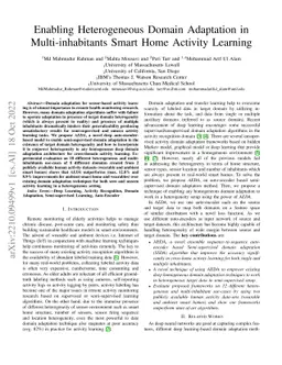 Enabling Heterogeneous Domain Adaptation in Multi-inhabitants Smart Home
  Activity Learning