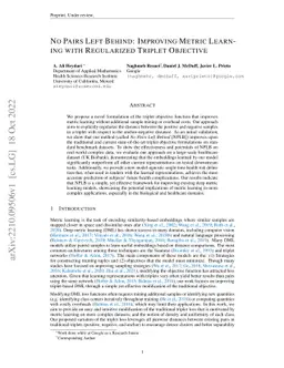 No Pairs Left Behind: Improving Metric Learning with Regularized Triplet
  Objective