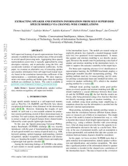 Extracting speaker and emotion information from self-supervised speech
  models via channel-wise correlations