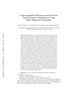 Contact-Implicit Planning and Control for Non-Prehensile Manipulation
  Using State-Triggered Constraints