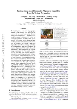 Probing Cross-modal Semantics Alignment Capability from the Textual
  Perspective