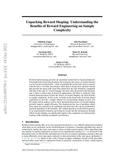 Unpacking Reward Shaping: Understanding the Benefits of Reward
  Engineering on Sample Complexity
