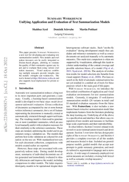 Summary Workbench: Unifying Application and Evaluation of Text
  Summarization Models