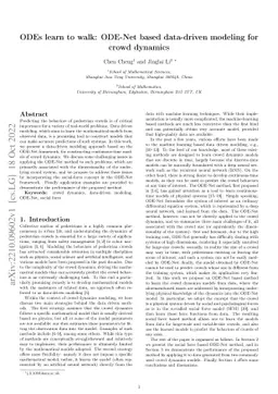 ODEs learn to walk: ODE-Net based data-driven modeling for crowd
  dynamics