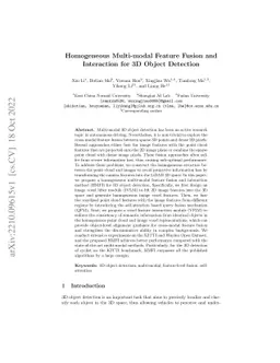 Homogeneous Multi-modal Feature Fusion and Interaction for 3D Object
  Detection