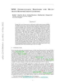 RPM: Generalizable Behaviors for Multi-Agent Reinforcement Learning