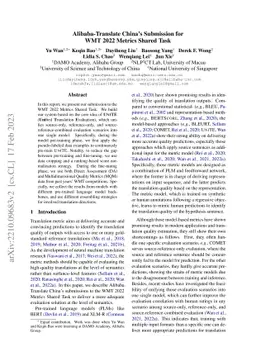 Alibaba-Translate China's Submission for WMT 2022 Metrics Shared Task