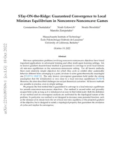 STay-ON-the-Ridge: Guaranteed Convergence to Local Minimax Equilibrium
  in Nonconvex-Nonconcave Games