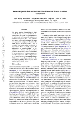 Domain Specific Sub-network for Multi-Domain Neural Machine Translation