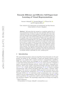 Towards Efficient and Effective Self-Supervised Learning of Visual
  Representations