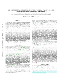 Mid-attribute speaker generation using optimal-transport-based
  interpolation of Gaussian mixture models