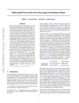 Differentially Private Bias-Term Fine-tuning of Foundation Models