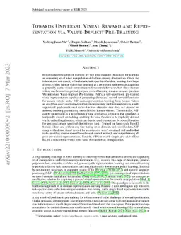 VIP: Towards Universal Visual Reward and Representation via
  Value-Implicit Pre-Training