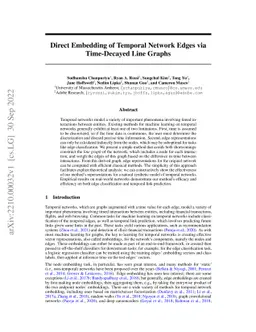 Direct Embedding of Temporal Network Edges via Time-Decayed Line Graphs