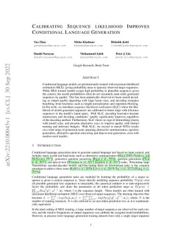 Calibrating Sequence likelihood Improves Conditional Language Generation