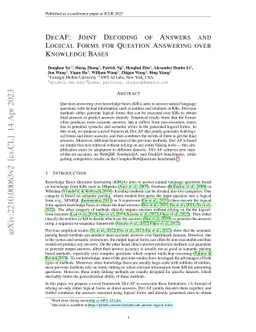DecAF: Joint Decoding of Answers and Logical Forms for Question
  Answering over Knowledge Bases