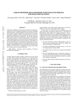 E-Branchformer: Branchformer with Enhanced merging for speech
  recognition