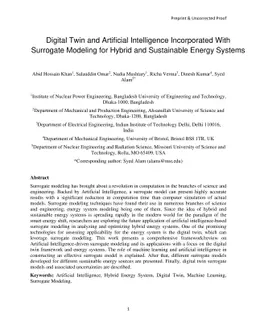 Digital Twin and Artificial Intelligence Incorporated With Surrogate
  Modeling for Hybrid and Sustainable Energy Systems