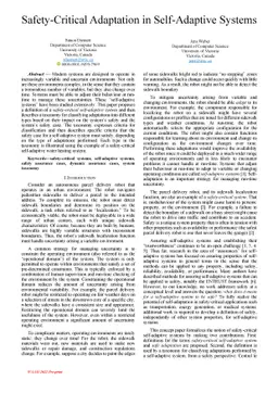 Safety-Critical Adaptation in Self-Adaptive Systems